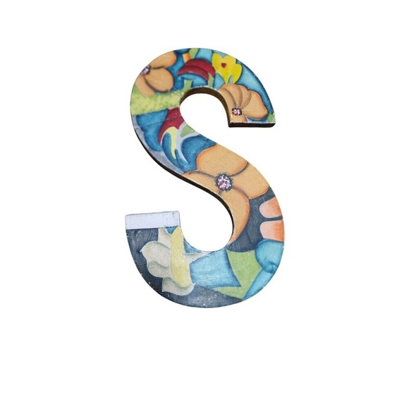 Anthropologie Ampersand S Painted Sign Alphabet Wall Art Name Symbol Home Décor - Picture 2 of 9